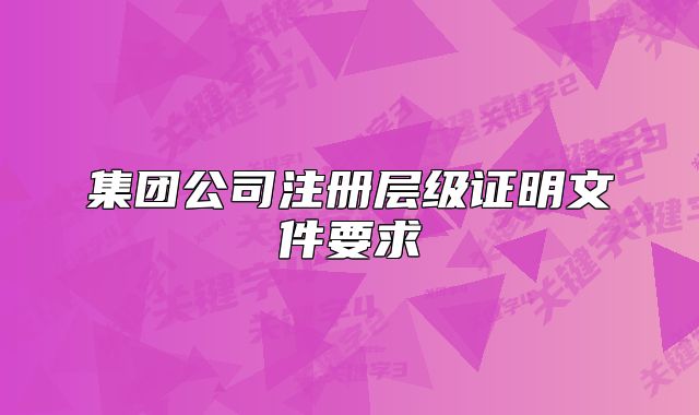 集团公司注册层级证明文件要求