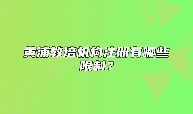 黄浦教培机构注册有哪些限制？