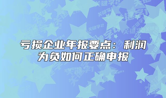 亏损企业年报要点：利润为负如何正确申报