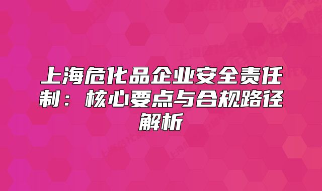 上海危化品企业安全责任制:核心要点与合规路径解析