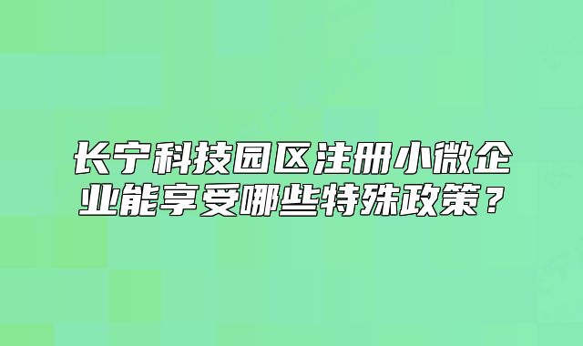 长宁科技园区注册小微企业能享受哪些特殊政策？
