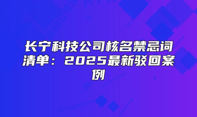 长宁科技公司核名禁忌词清单:2025最新驳回案例