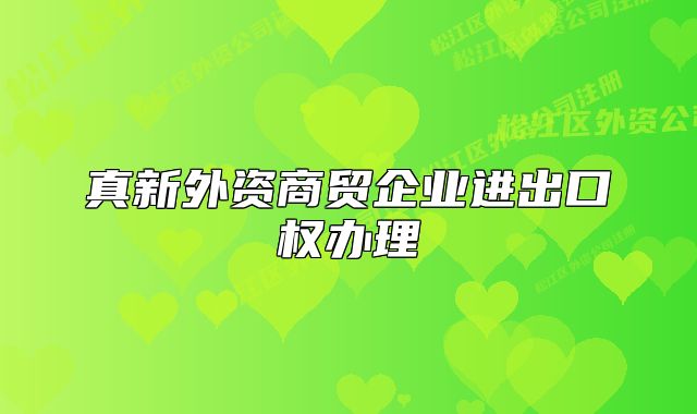真新外资商贸企业进出口权办理