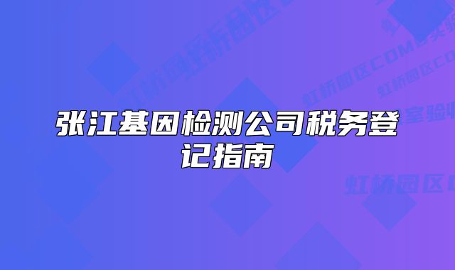 张江基因检测公司税务登记指南