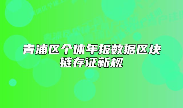 青浦区个体年报数据区块链存证新规