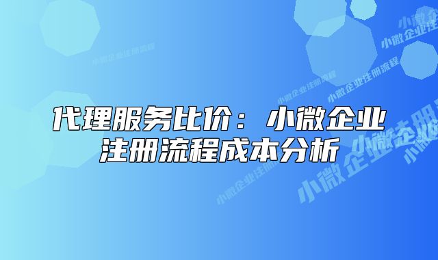代理服务比价：小微企业注册流程成本分析