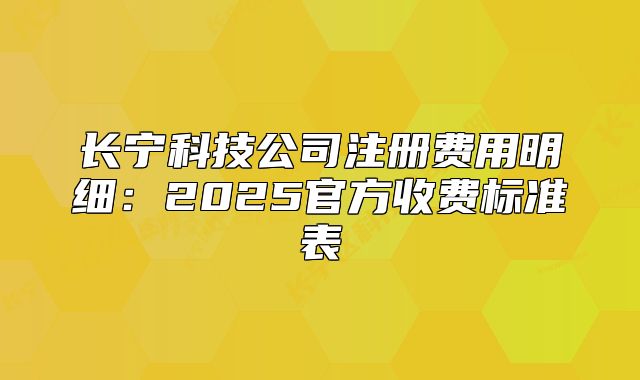 长宁科技公司注册费用明细:2025官方收费标准表