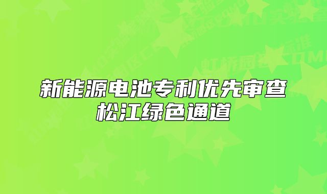 新能源电池专利优先审查松江绿色通道