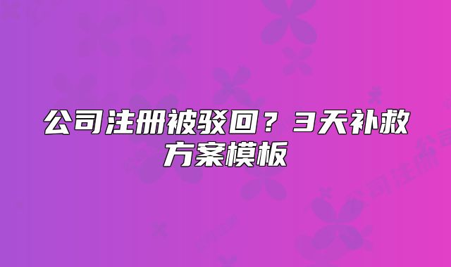 公司注册被驳回？3天补救方案模板