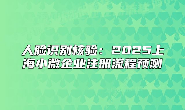 人脸识别核验：2025上海小微企业注册流程预测