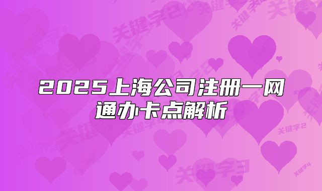2025上海公司注册一网通办卡点解析