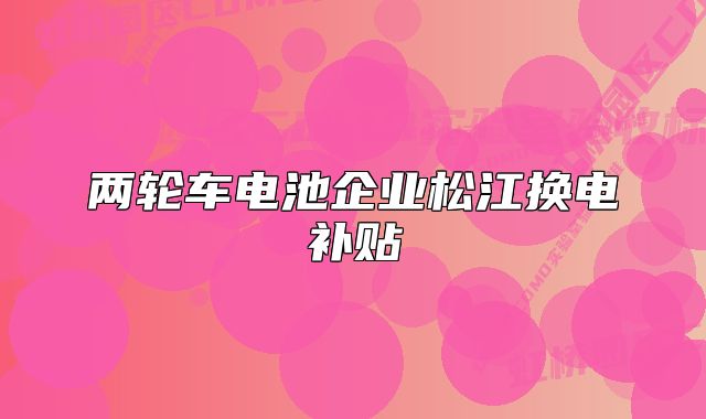 两轮车电池企业松江换电补贴