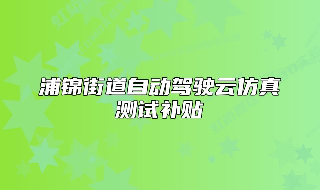 浦锦街道自动驾驶云仿真测试补贴