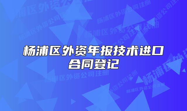 杨浦区外资年报技术进口合同登记