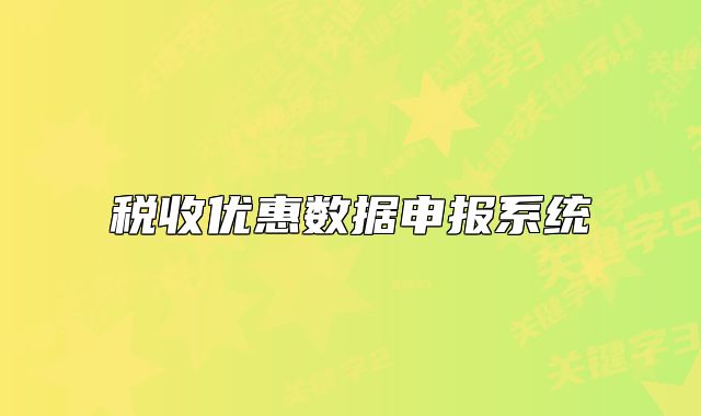 税收优惠数据申报系统