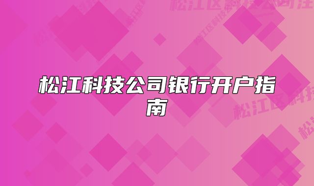 松江科技公司银行开户指南