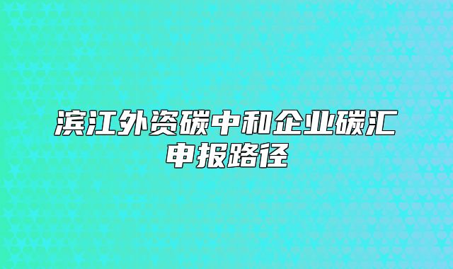 滨江外资碳中和企业碳汇申报路径