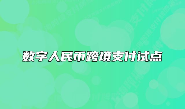 数字人民币跨境支付试点