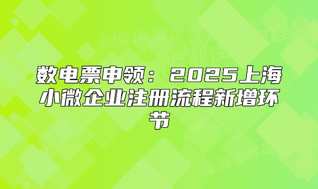 数电票申领:2025上海小微企业注册流程新增环节