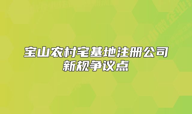 宝山农村宅基地注册公司新规争议点