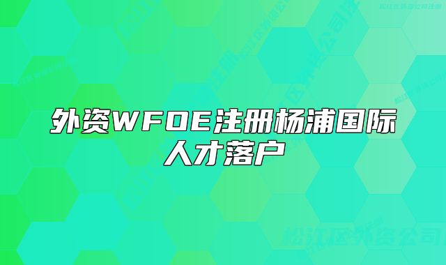 外资WFOE注册杨浦国际人才落户