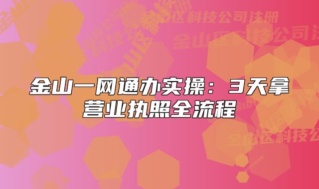 金山一网通办实操:3天拿营业执照全流程