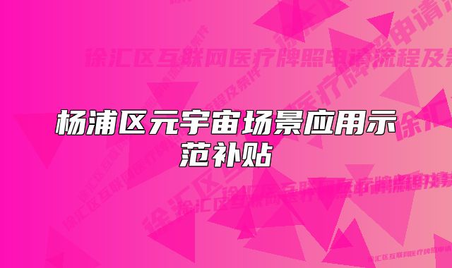 杨浦区元宇宙场景应用示范补贴