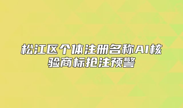 松江区个体注册名称AI核验商标抢注预警