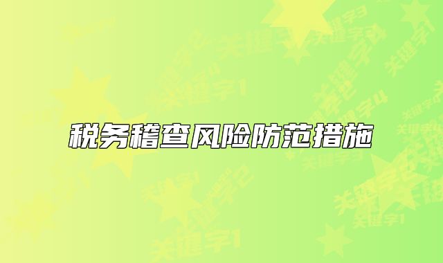 税务稽查风险防范措施