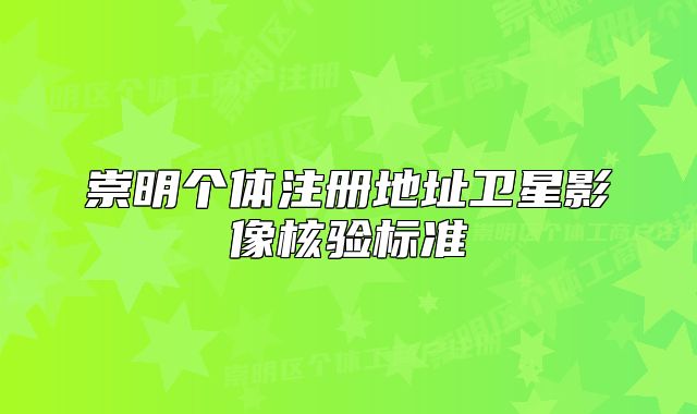 崇明个体注册地址卫星影像核验标准