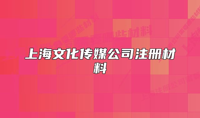上海文化传媒公司注册材料