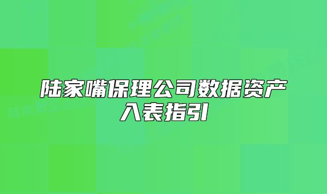 陆家嘴保理公司数据资产入表指引