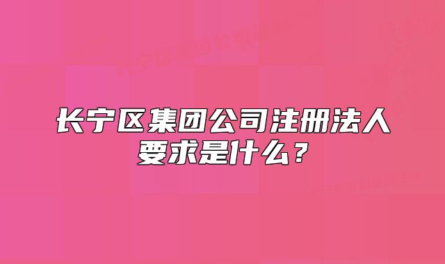 长宁区集团公司注册法人要求是什么？