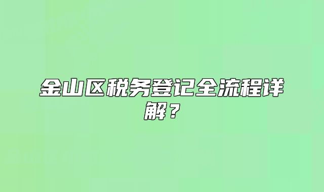 金山区税务登记全流程详解？