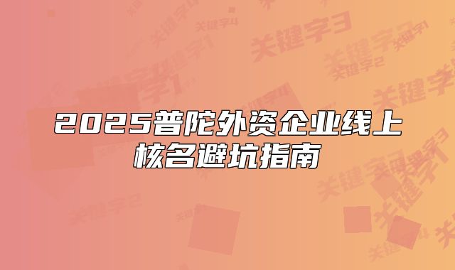 2025普陀外资企业线上核名避坑指南