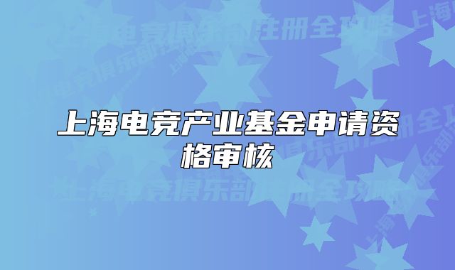 上海电竞产业基金申请资格审核