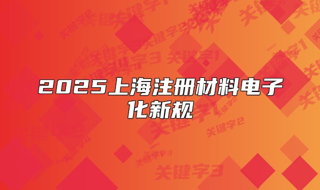 2025上海注册材料电子化新规