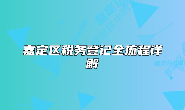 嘉定区税务登记全流程详解