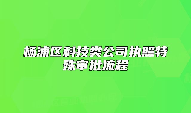 杨浦区科技类公司执照特殊审批流程