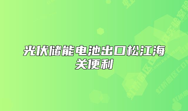 光伏储能电池出口松江海关便利