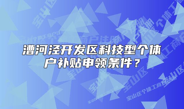漕河泾开发区科技型个体户补贴申领条件?