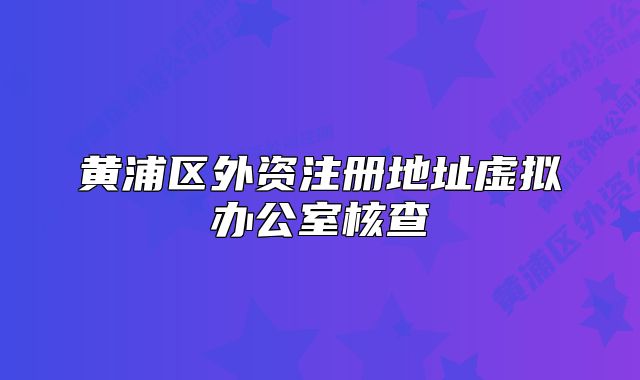黄浦区外资注册地址虚拟办公室核查