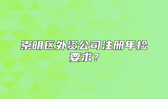 崇明区外资公司注册年检要求？