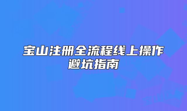 宝山注册全流程线上操作避坑指南