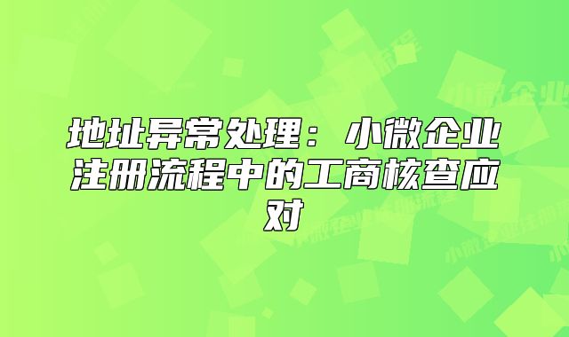 地址异常处理:小微企业注册流程中的工商核查应对