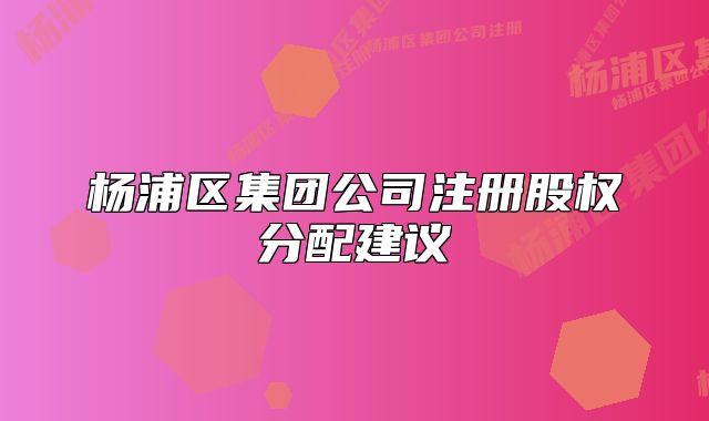杨浦区集团公司注册股权分配建议