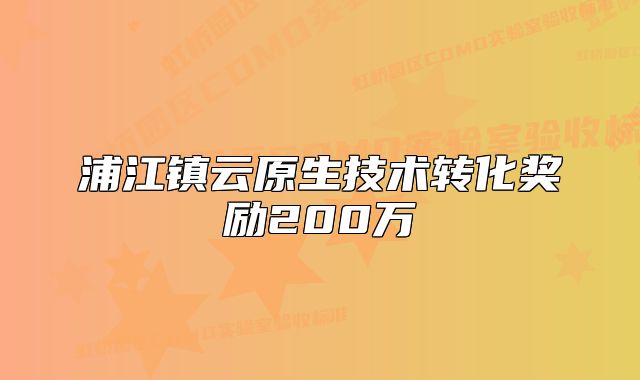 浦江镇云原生技术转化奖励200万