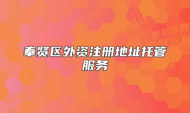 奉贤区外资注册地址托管服务