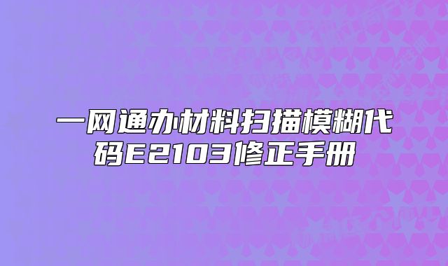 一网通办材料扫描模糊代码E2103修正手册