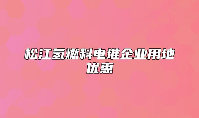 松江氢燃料电堆企业用地优惠